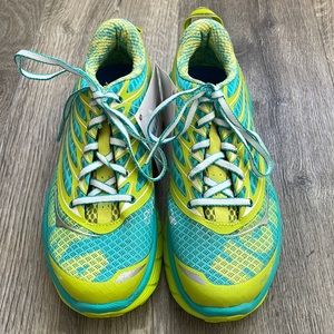 New Women’s Hoka One One Size 7 Stinson Evo Speed Acid/Aqua/White Running Shoes